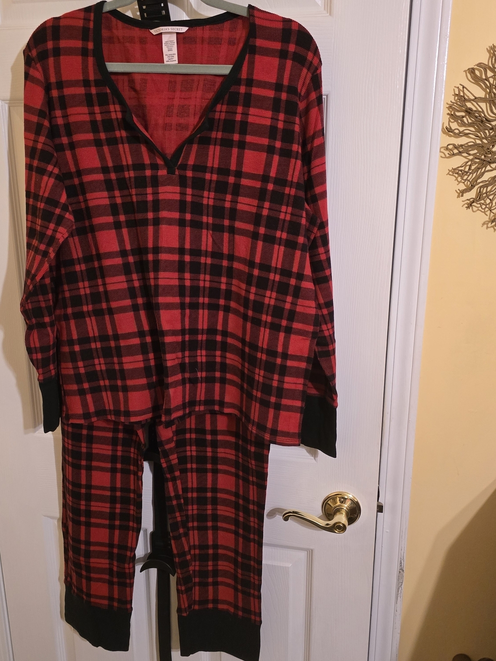 Victoria's Secret Red and Black Plaid Pajama Set